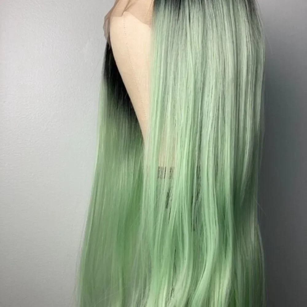 Black Rooted Green Wigs Lace Wig